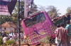 Driver suffers heart attack ; bus veers off road